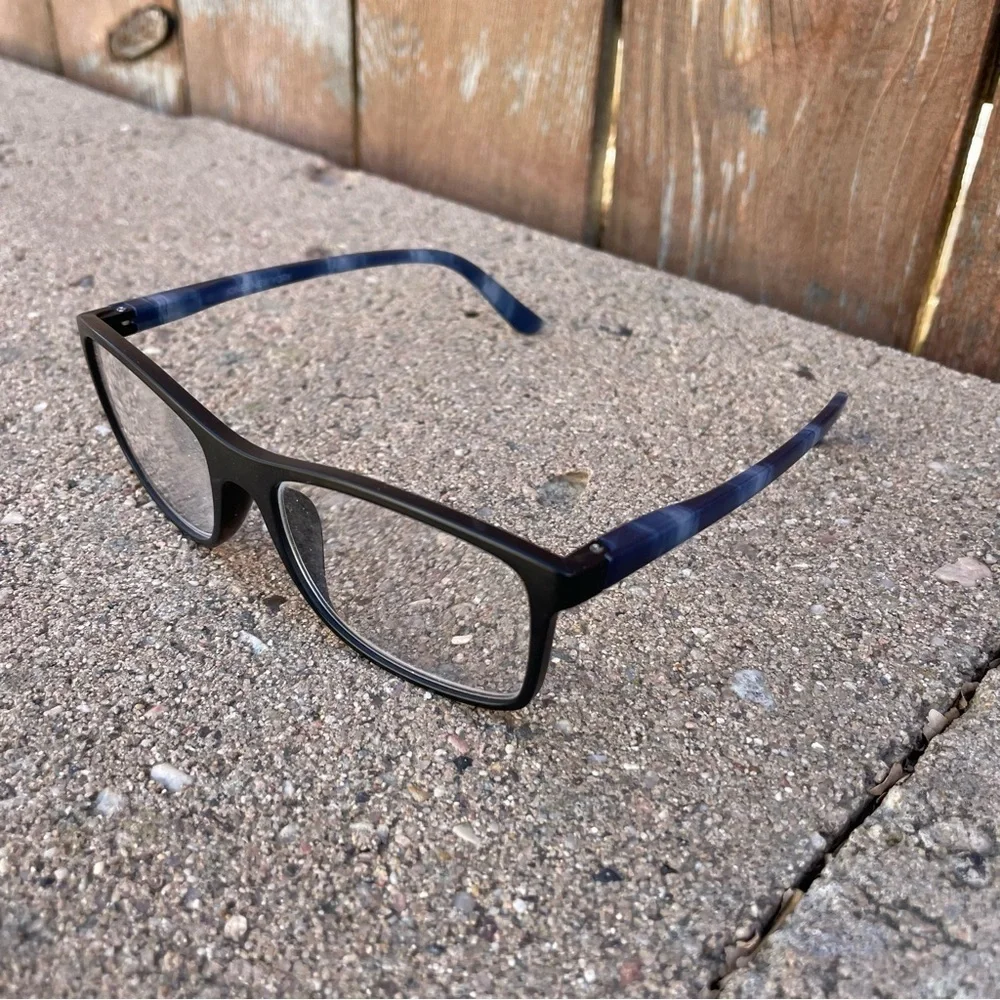 JONES NEW YORK Blue Gray Black Eyeglass Readers Frames 53 18‎ 138 +2.00